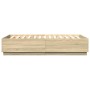 Sonoma oak wood bed frame with LED lights 150x200 cm by , Beds and slatted bases - Ref: Foro24-3209606, Price: 173,09 €, Disc...