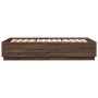 Bed frame with LED lights oak brown wood 150x200 cm by , Beds and slatted bases - Ref: Foro24-3209610, Price: 177,29 €, Disco...