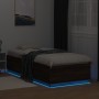 Bed frame with LED lights oak brown wood 100x200 cm by , Beds and slatted bases - Ref: Foro24-3209631, Price: 138,12 €, Disco...