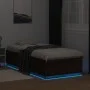 Bed frame with LED lights oak brown wood 100x200 cm by , Beds and slatted bases - Ref: Foro24-3209631, Price: 136,43 €, Disco...