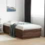 Bed frame with LED lights oak brown wood 100x200 cm by , Beds and slatted bases - Ref: Foro24-3209631, Price: 136,43 €, Disco...