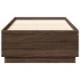 Bed frame with LED lights oak brown wood 100x200 cm by , Beds and slatted bases - Ref: Foro24-3209631, Price: 136,43 €, Disco...
