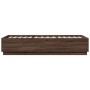 Bed frame with LED lights oak brown wood 100x200 cm by , Beds and slatted bases - Ref: Foro24-3209631, Price: 138,12 €, Disco...