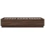 Bed frame with LED lights oak brown wood 100x200 cm by , Beds and slatted bases - Ref: Foro24-3209631, Price: 136,43 €, Disco...
