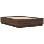 Oak brown engineered wood bed frame 150x200 cm by , Beds and slatted bases - Ref: Foro24-3209701, Price: 154,76 €, Discount: %