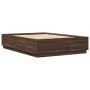 Oak brown engineered wood bed frame 150x200 cm by , Beds and slatted bases - Ref: Foro24-3209701, Price: 154,76 €, Discount: %