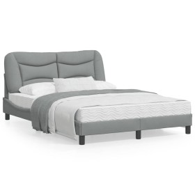 Bed frame with LED lights light gray fabric 120x200 cm by , Beds and slatted bases - Ref: Foro24-3213690, Price: 192,75 €, Di...