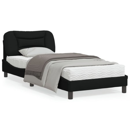 Bed frame with LED lights black fabric 90x190 cm by , Beds and slatted bases - Ref: Foro24-3213671, Price: 165,85 €, Discount: %
