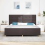 Estructura de cama con cabecera Marrón oscuro 200 x 200 cm tela