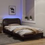 Bed frame with LED lights dark brown fabric 100x200 cm by , Beds and slatted bases - Ref: Foro24-3213686, Price: 150,34 €, Di...