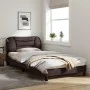 Bed frame with LED lights dark brown fabric 100x200 cm by , Beds and slatted bases - Ref: Foro24-3213686, Price: 146,22 €, Di...