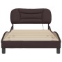 Bed frame with LED lights dark brown fabric 100x200 cm by , Beds and slatted bases - Ref: Foro24-3213686, Price: 150,34 €, Di...
