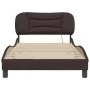Bed frame with LED lights dark brown fabric 100x200 cm by , Beds and slatted bases - Ref: Foro24-3213686, Price: 146,22 €, Di...