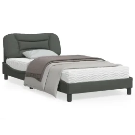 Bed frame with LED lights dark gray fabric 100x200 cm by , Beds and slatted bases - Ref: Foro24-3213684, Price: 152,57 €, Dis...