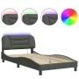 Bed frame with LED lights dark gray fabric 100x200 cm by , Beds and slatted bases - Ref: Foro24-3213684, Price: 152,57 €, Dis...