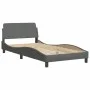 Bed frame with LED lights dark gray fabric 100x200 cm by , Beds and slatted bases - Ref: Foro24-3213684, Price: 152,57 €, Dis...