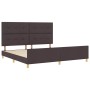Estructura de cama con cabecera Marrón oscuro 200 x 200 cm tela