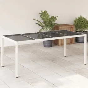 Garden table glass surface white PE rattan 190x90x75cm by , Garden tables - Ref: Foro24-368129, Price: 164,20 €, Discount: %