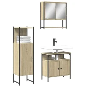 Set de muebles de baño 3 pzas madera contrachapada roble Sonoma de , Muebles de baño - Ref: Foro24-3214696, Precio: 170,63 €,...