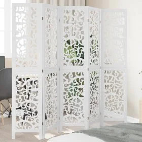 White Paulownia solid wood 5-panel dividing screen by , Room dividers - Ref: Foro24-358742, Price: 140,02 €, Discount: %