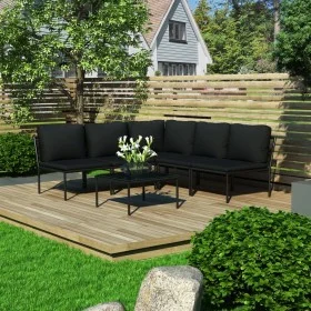 Juego de muebles de jardín 6 piezas con cojines PVC negro de vidaXL, Conjuntos de jardín - Ref: Foro24-48588, Precio: 361,41 ...