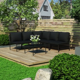 Juego de muebles de jardín 6 piezas con cojines PVC negro de vidaXL, Conjuntos de jardín - Ref: Foro24-48588, Precio: 373,94 ...