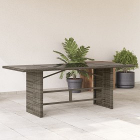 Garden table glass surface PE rattan gray 190x80x74 cm by , Garden tables - Ref: Foro24-365306, Price: 189,00 €, Discount: %