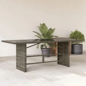 Garden table glass surface PE rattan gray 190x80x74 cm by , Garden tables - Ref: Foro24-365306, Price: 185,23 €, Discount: %