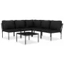 6-teiliges Gartenmöbel-Set mit schwarzen PVC-Kissen von vidaXL, Gartensets - Ref: Foro24-48588, Preis: 359,70 €, Rabatt: %