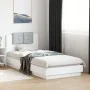 Estructura cama con cabecero madera ingeniería blanco 90x200 cm de , Camas y somieres - Ref: Foro24-3209940, Precio: 148,64 €...