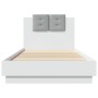 White engineered wood bed frame with headboard 90x200 cm by , Beds and slatted bases - Ref: Foro24-3209940, Price: 150,38 €, ...
