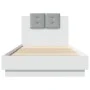 White engineered wood bed frame with headboard 90x200 cm by , Beds and slatted bases - Ref: Foro24-3209940, Price: 148,65 €, ...