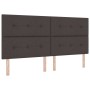 Estructura de cama con cabecera Marrón oscuro 200 x 200 cm tela