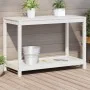 Pflanztisch mit Ablage aus weißem Kiefernholz, 108 x 50 x 75 cm von , Topfständer - Ref: Foro24-832403, Preis: 110,42 €, Raba...