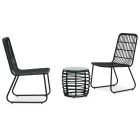 3-piece black synthetic rattan garden table and chairs set by vidaXL, Garden sets - Ref: Foro24-48585, Price: 119,16 €, Disco...