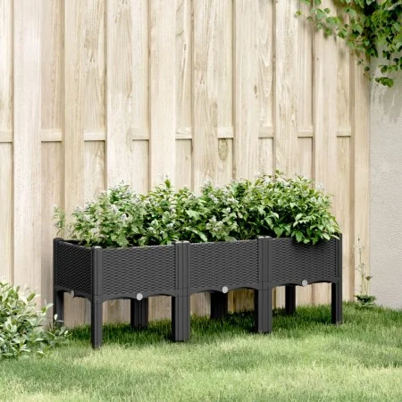 Planter with legs PP black 120x40x42 cm by , Pots and planters - Ref: Foro24-367898, Price: 90,13 €, Discount: %