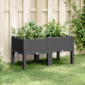 Planter with legs PP black 80x40x42 cm by , Pots and planters - Ref: Foro24-367893, Price: 61,49 €, Discount: %