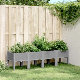 Jardinera con patas PP gris claro 160x40x42 cm