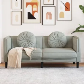 2 seater light gray velvet sofa with cushions by , Sofas - Ref: Foro24-372632, Price: 194,96 €, Discount: %