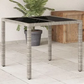 Gartentisch hellgraue PE-Rattan-Glasoberfläche 90x90x75cm von , Gartentische - Ref: Foro24-368122, Preis: 107,73 €, Rabatt: %