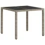 Garden table light gray PE rattan glass surface 90x90x75cm by , Garden tables - Ref: Foro24-368122, Price: 107,73 €, Discount: %