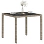 Garden table light gray PE rattan glass surface 90x90x75cm by , Garden tables - Ref: Foro24-368122, Price: 102,78 €, Discount: %