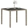 Garden table light gray PE rattan glass surface 90x90x75cm by , Garden tables - Ref: Foro24-368122, Price: 107,73 €, Discount: %