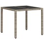 Garden table light gray PE rattan glass surface 90x90x75cm by , Garden tables - Ref: Foro24-368122, Price: 102,78 €, Discount: %