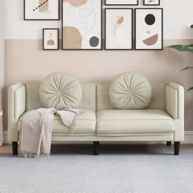 Cream velvet 2-seater sofa with cushions by , Sofas - Ref: Foro24-372639, Price: 241,00 €, Discount: %