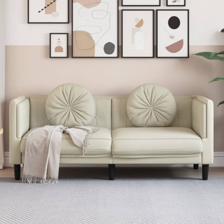 Cremefarbenes 2-Sitzer-Sofa aus Samt mit Kissen von , Sofas - Ref: Foro24-372639, Preis: 244,34 €, Rabatt: %