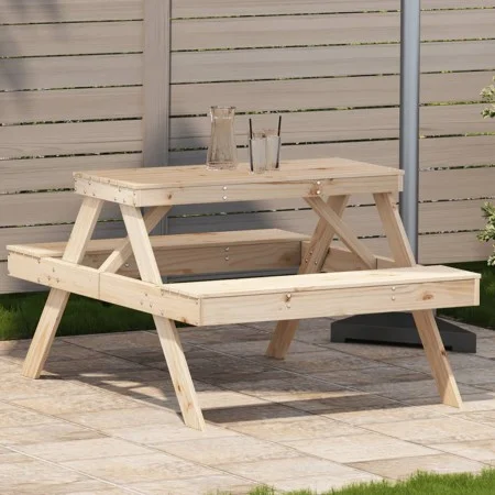 Solid pine wood picnic table 105x134x75 cm by , Garden tables - Ref: Foro24-832567, Price: 108,86 €, Discount: %