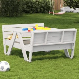 Kinder-Picknicktisch aus massivem weißem Kiefernholz, 88 x 122 x 58 cm von , Gartentische - Ref: Foro24-832602, Preis: 126,46...