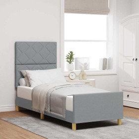 Estructura de cama con cabecera Gris claro 80 x 200 cm tela