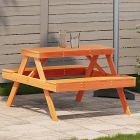 Picnic table solid wax brown pine wood 105x134x75 cm by , Garden tables - Ref: Foro24-844649, Price: 129,99 €, Discount: %
